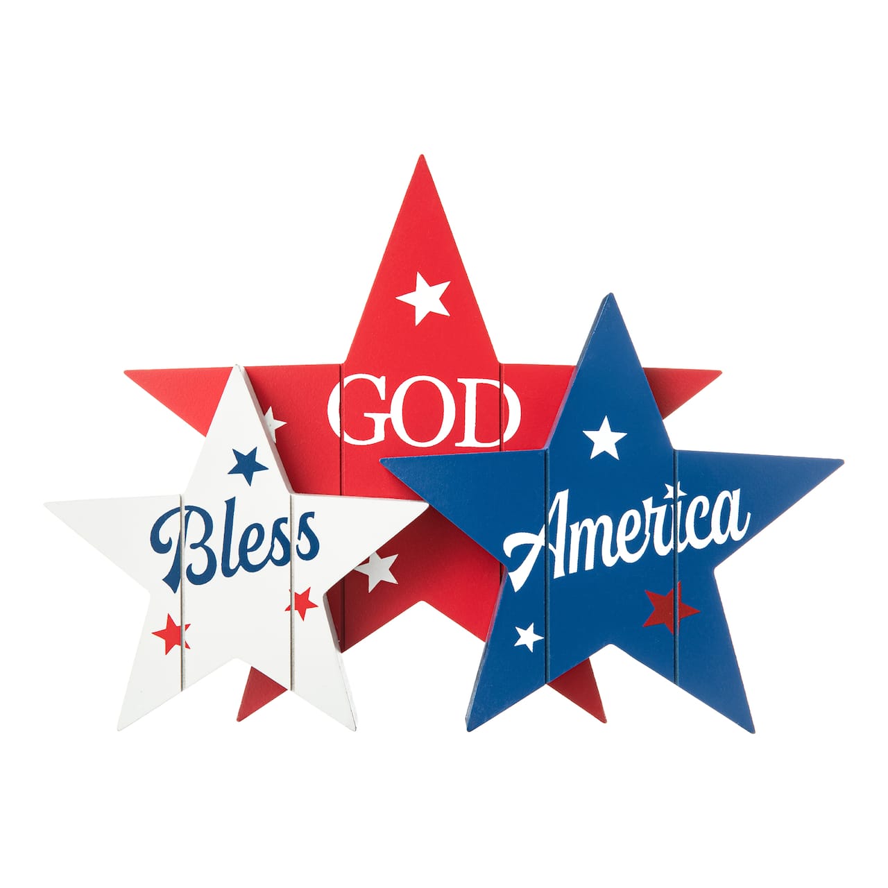 Glitzhome&#xAE; 11&#x22; Wooden Patriotic America Stars Table D&#xE9;cor